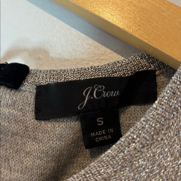 J.Crew Women's Sleeveless Lurex Silver Knit Jumpsuit wide leg Velvet Tie small - Picture 6 of 14